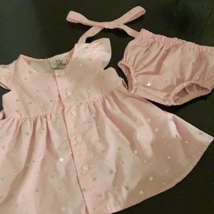Little girls pink n silver dress set